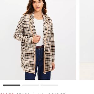 Loft, Petite Plaid Open Sweater Blazer
